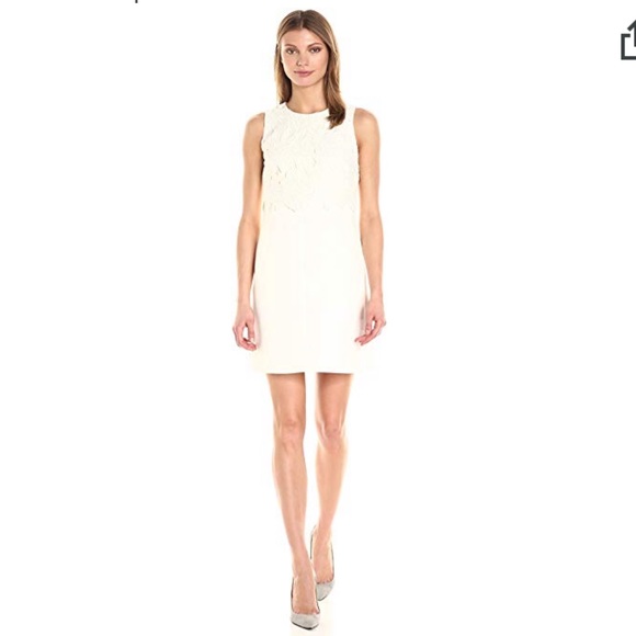 NWT Vince Camuto Lace Popover Shift Dress Ivory 8 - Picture 3 of 6